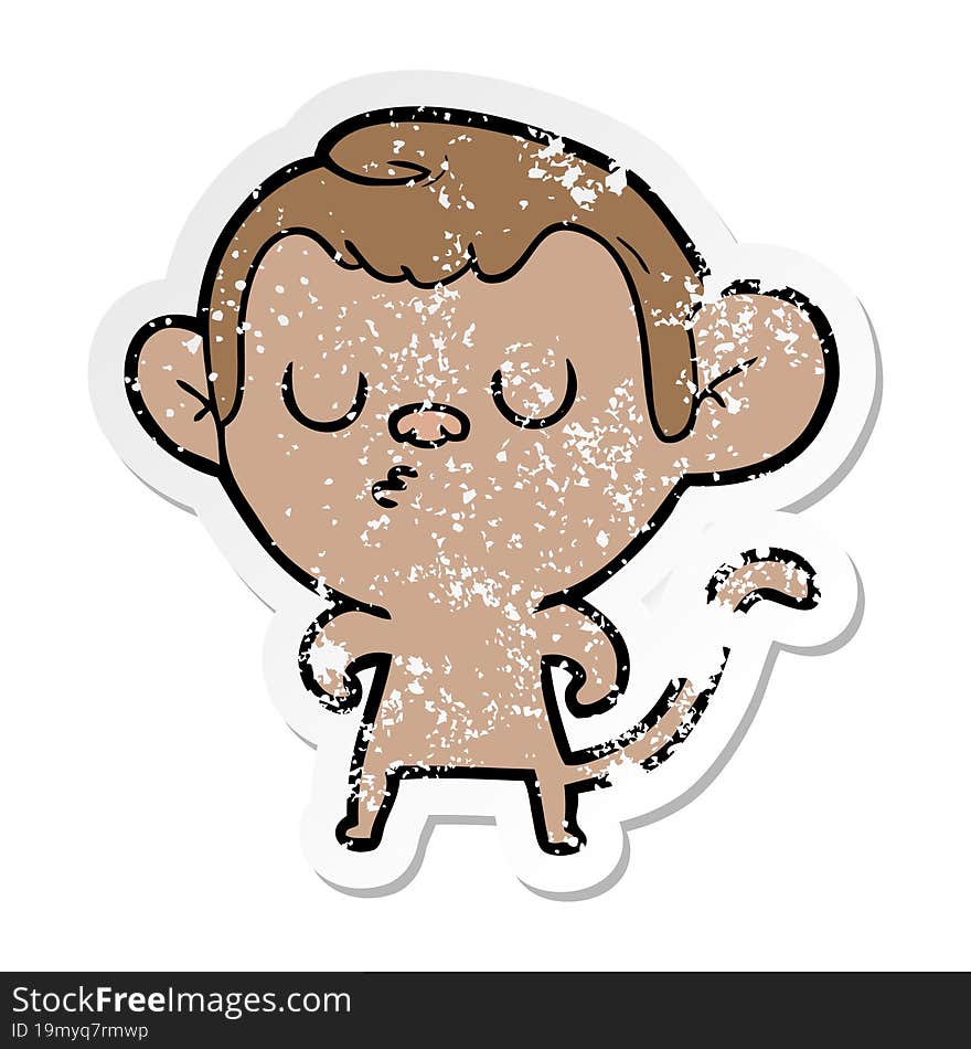 distressed sticker of a cartoon monkey