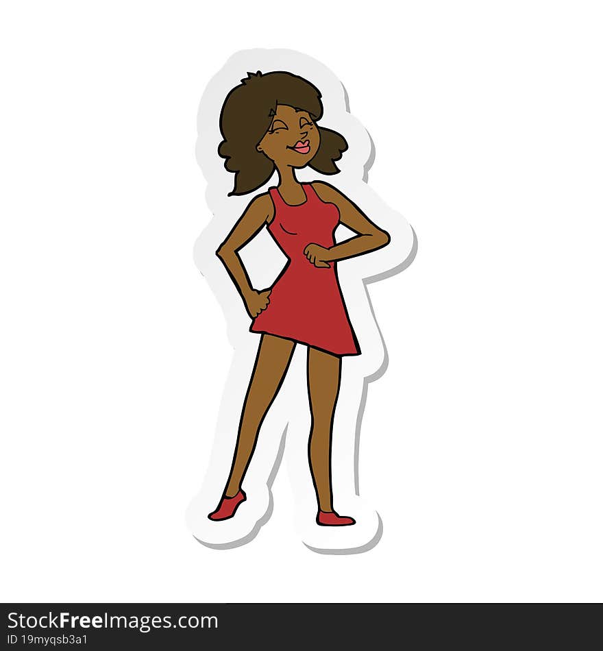 sticker of a cartoon proud woman