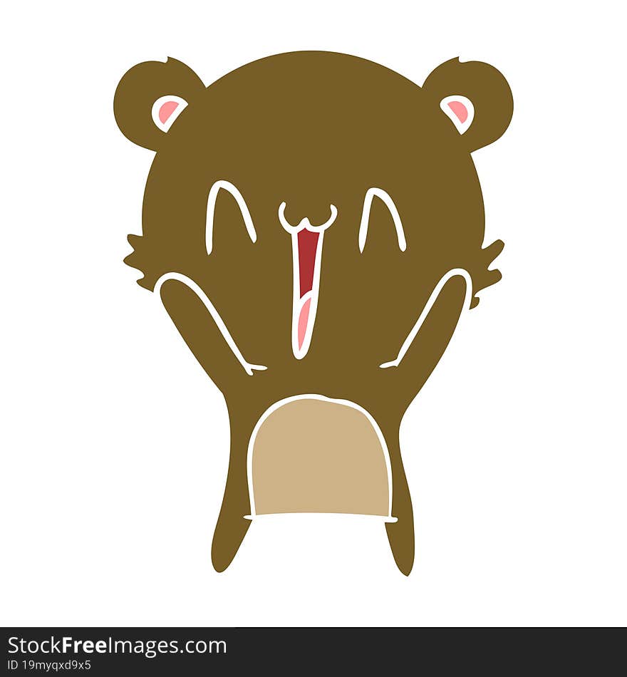 happy bear flat color style cartoon