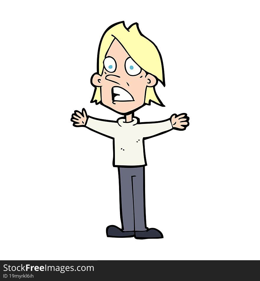 cartoon frightened man