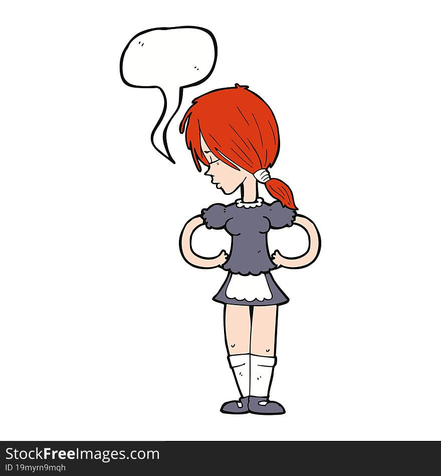 Cartoon Waitress With Speech Bubble