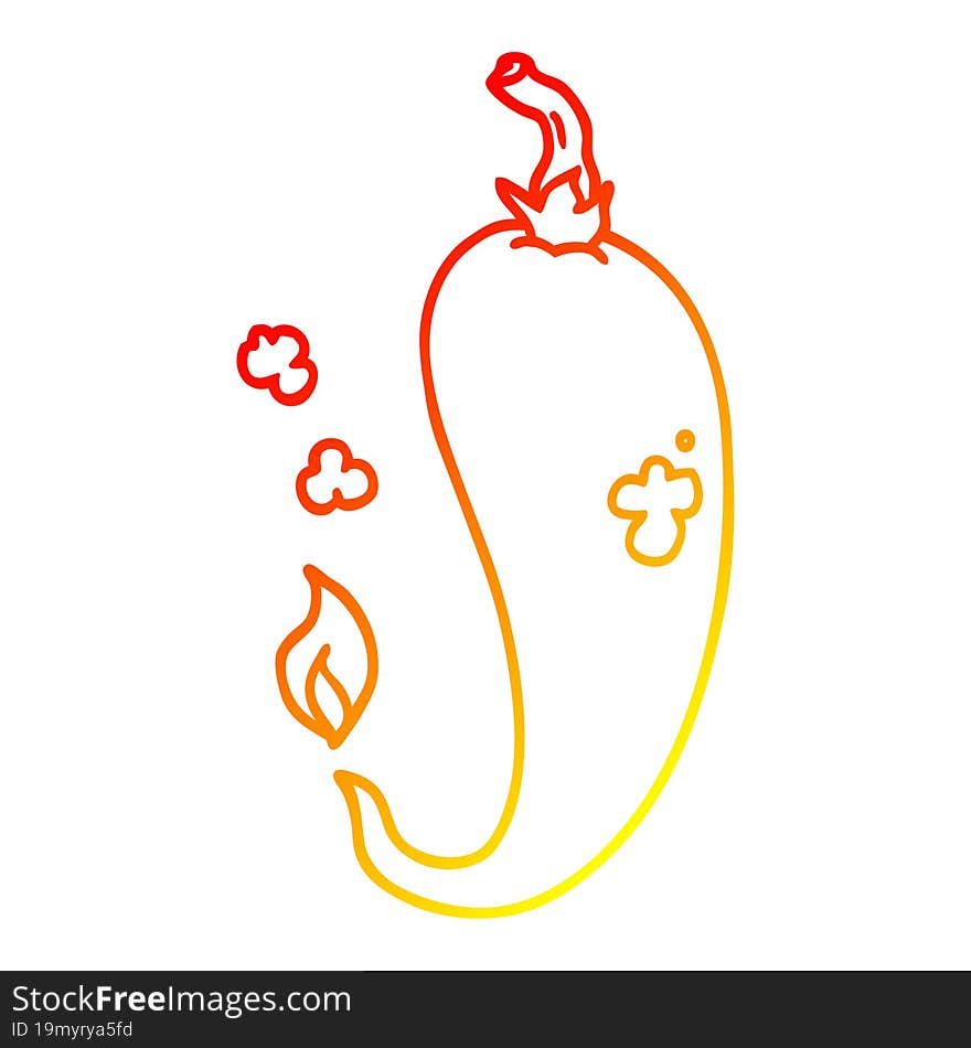 warm gradient line drawing cartoon chili pepper