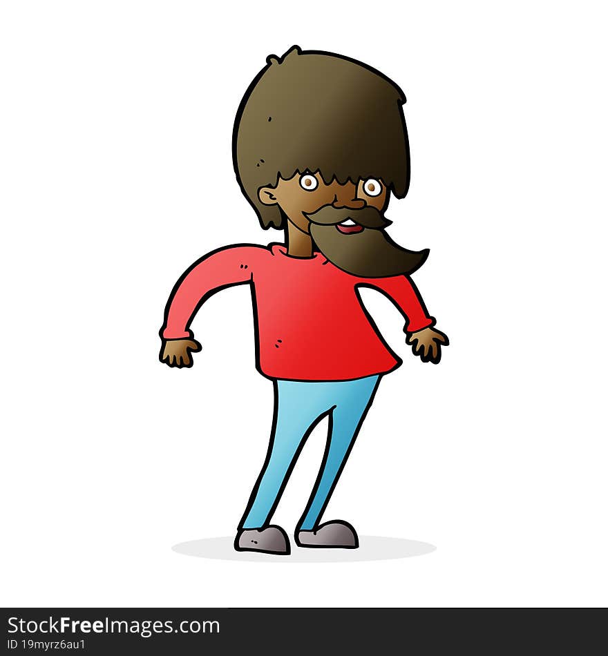 cartoon bearded man shrugging shoulders