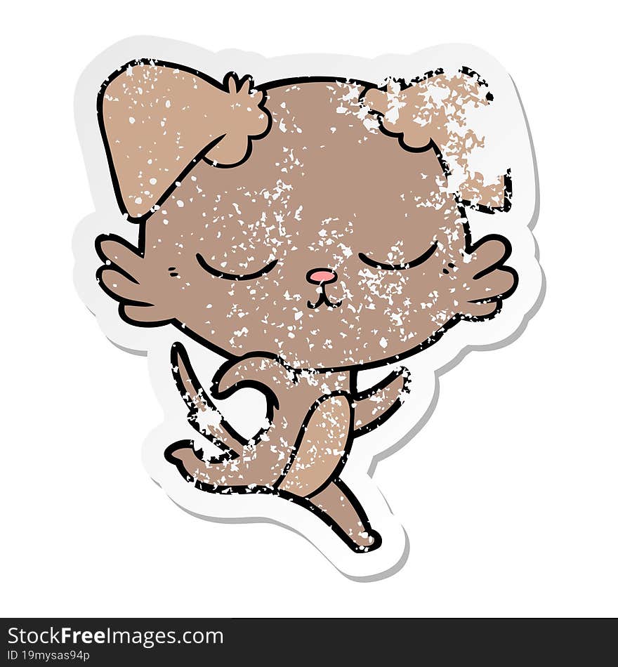 distressed sticker of a cute cartoon dog running