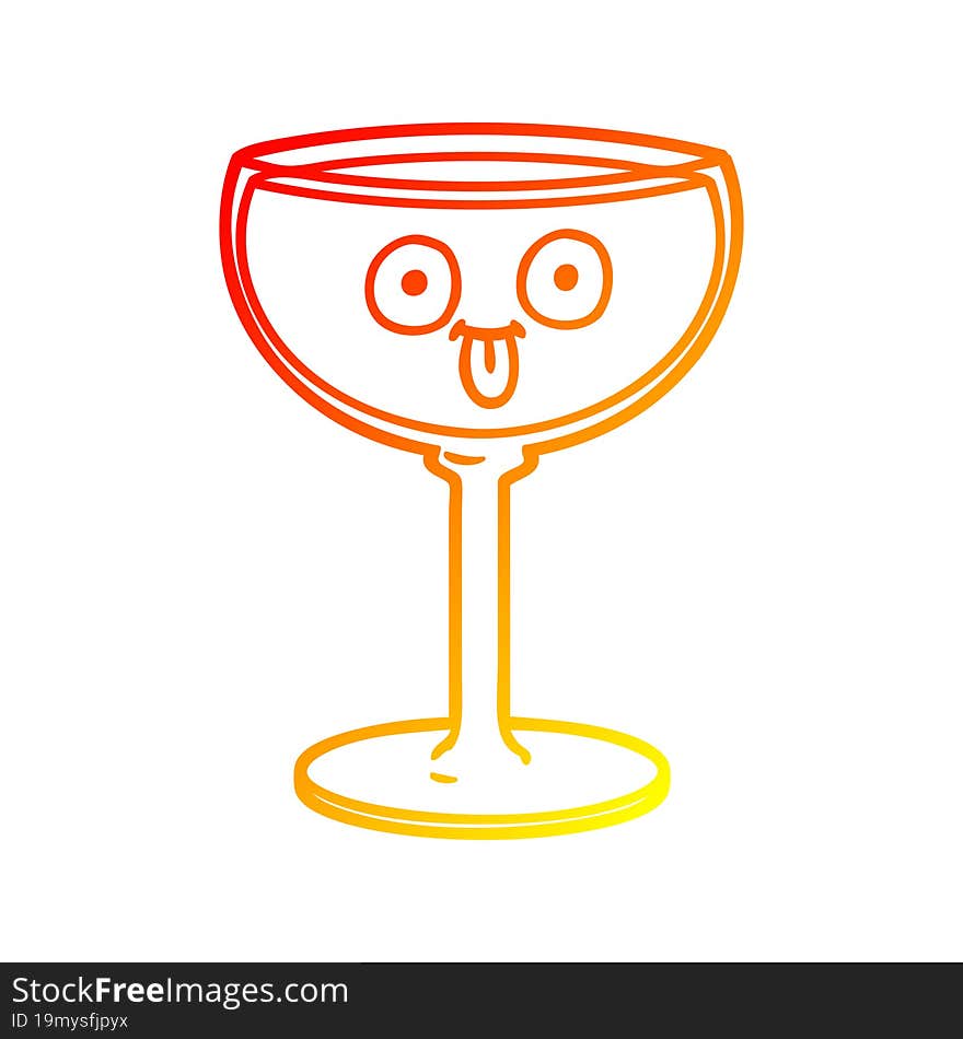 warm gradient line drawing cartoon glass of wine