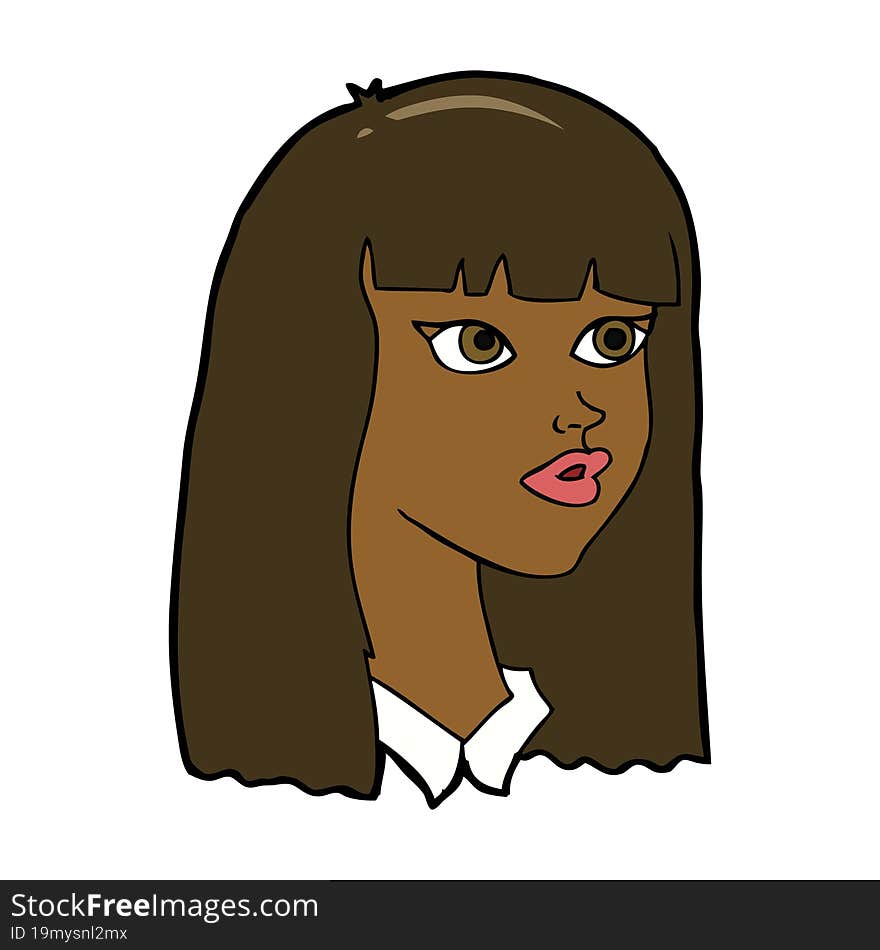 Cartoon Pretty Girl With Long Hair