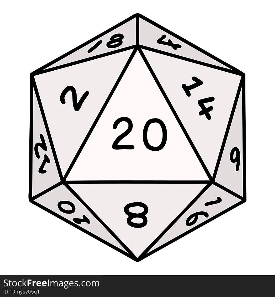 Natural 20 D20 Dice Roll Illustration