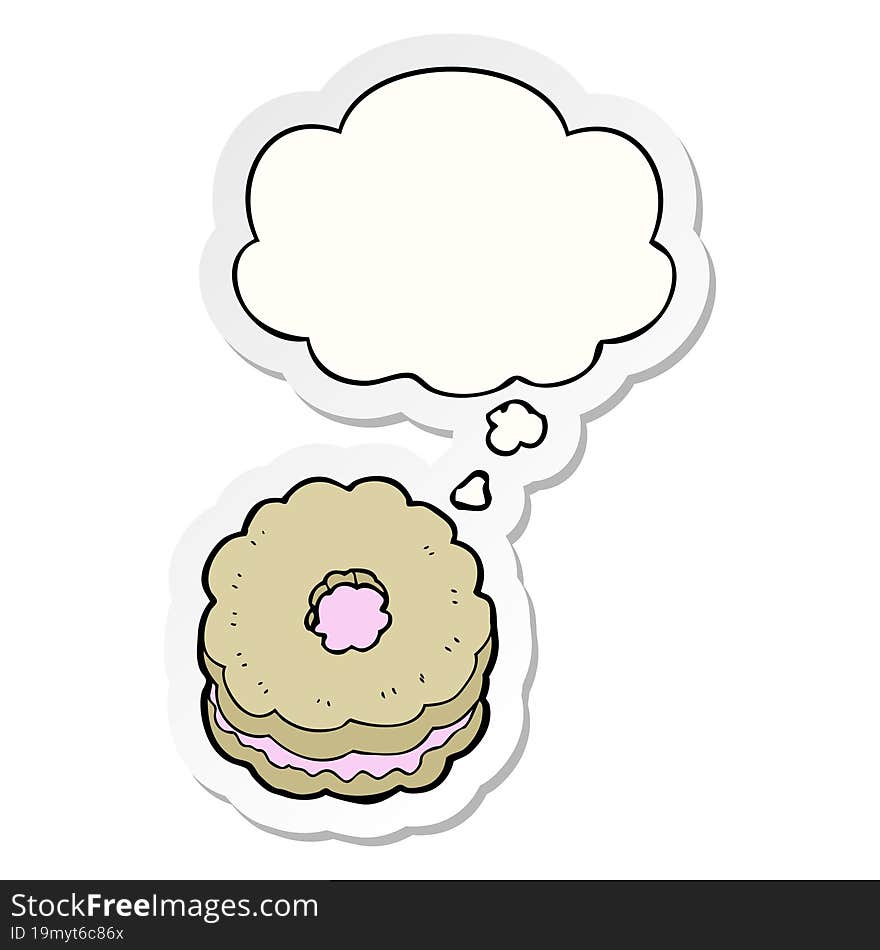 cartoon biscuit and thought bubble as a printed sticker