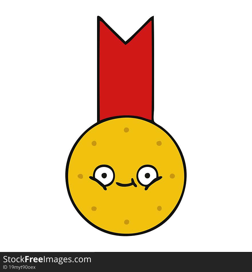 cute cartoon of a gold medal. cute cartoon of a gold medal