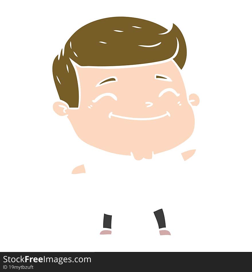 happy flat color style cartoon man