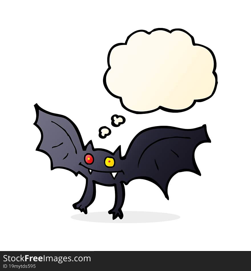 cartoon vampire bat with thought bubble