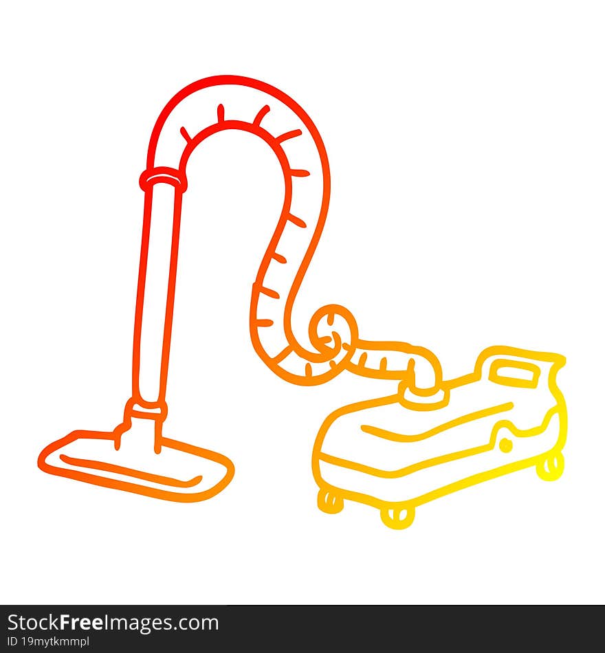 warm gradient line drawing of a cartoon vacuum hoover