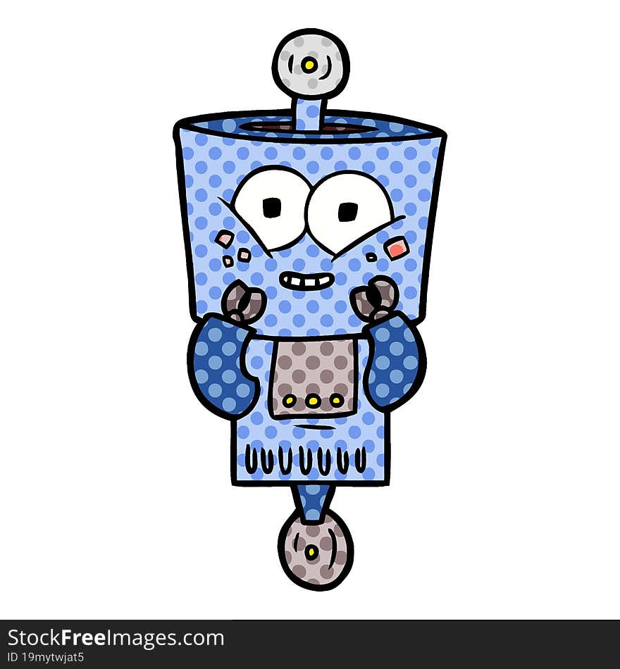 happy cartoon robot. happy cartoon robot