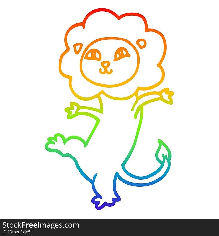 rainbow gradient line drawing cartoon lion