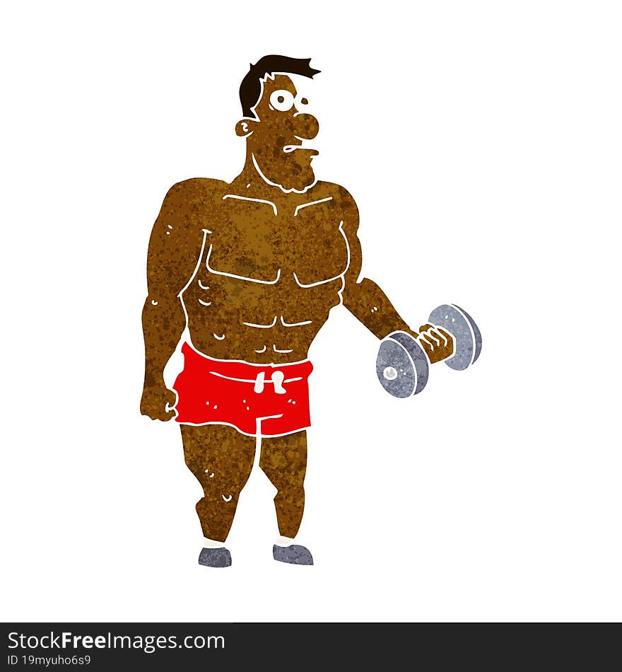 cartoon man lifting weights