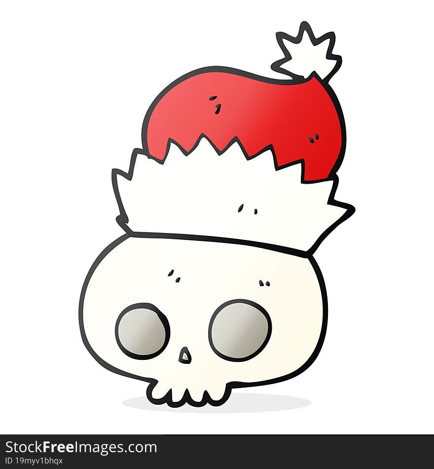 cartoon skull wearing christmas hat