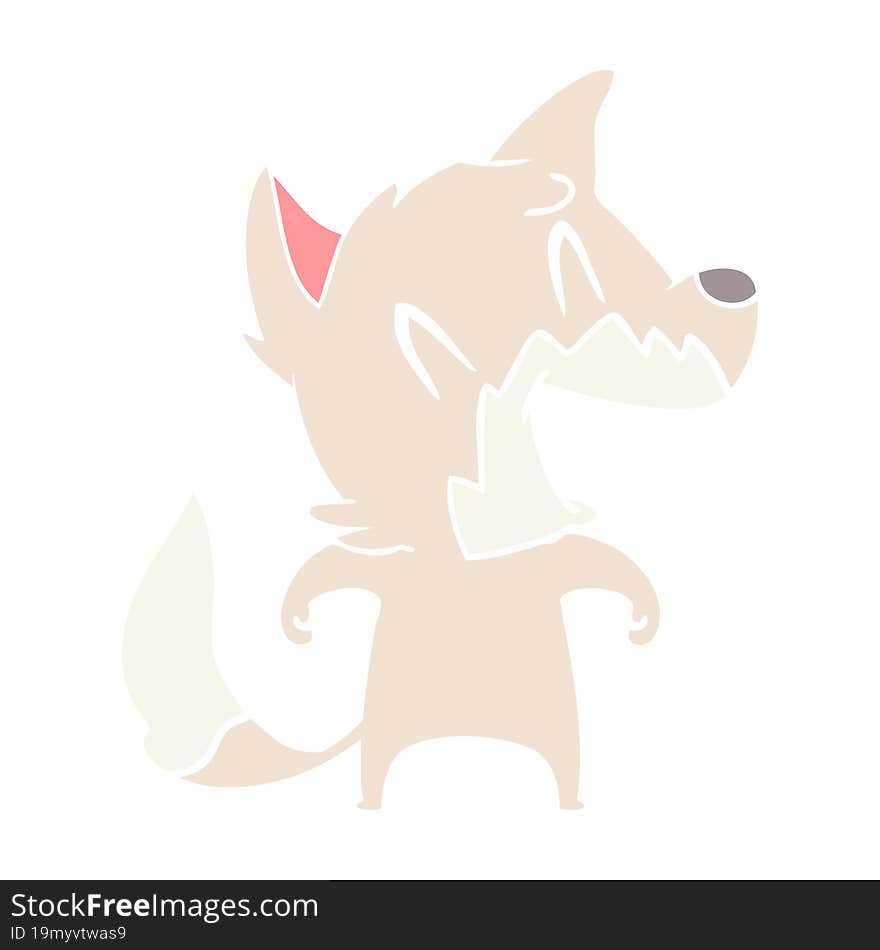 laughing fox flat color style cartoon