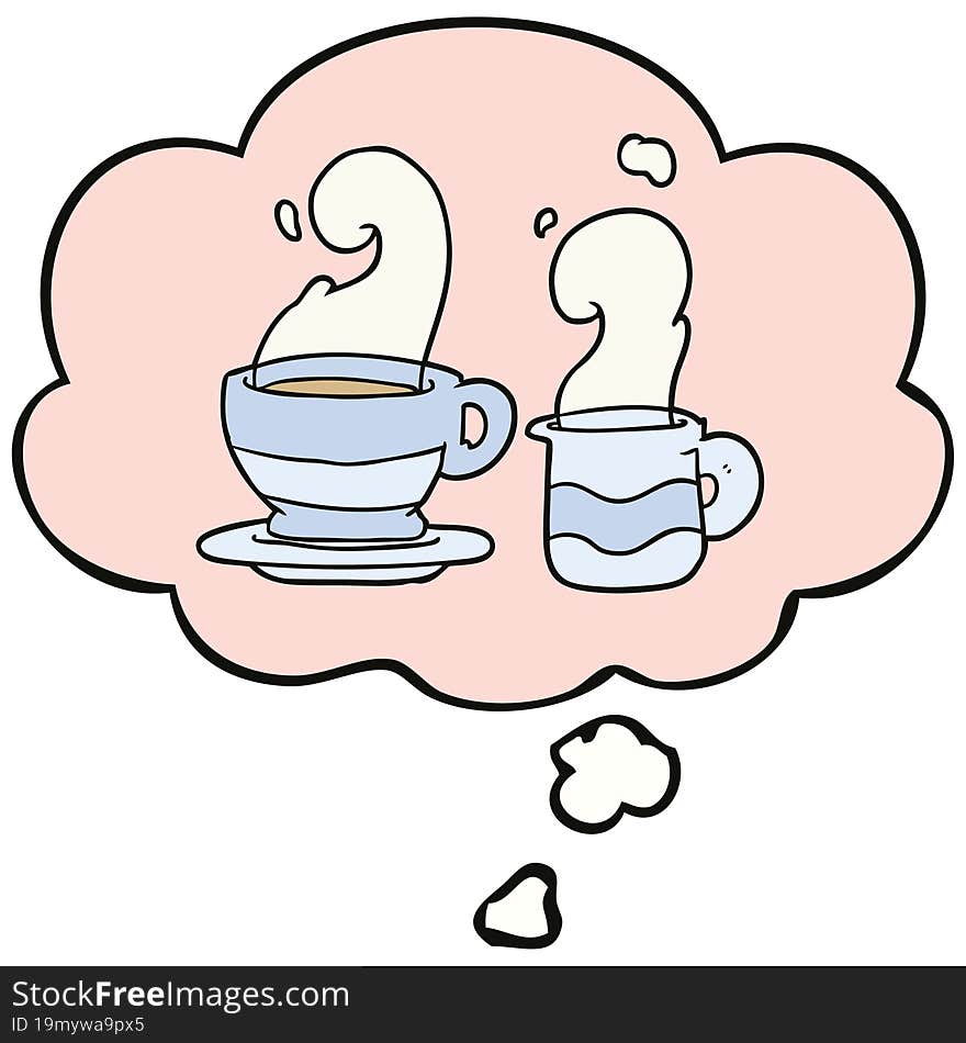 cartoon cup of coffee with thought bubble. cartoon cup of coffee with thought bubble