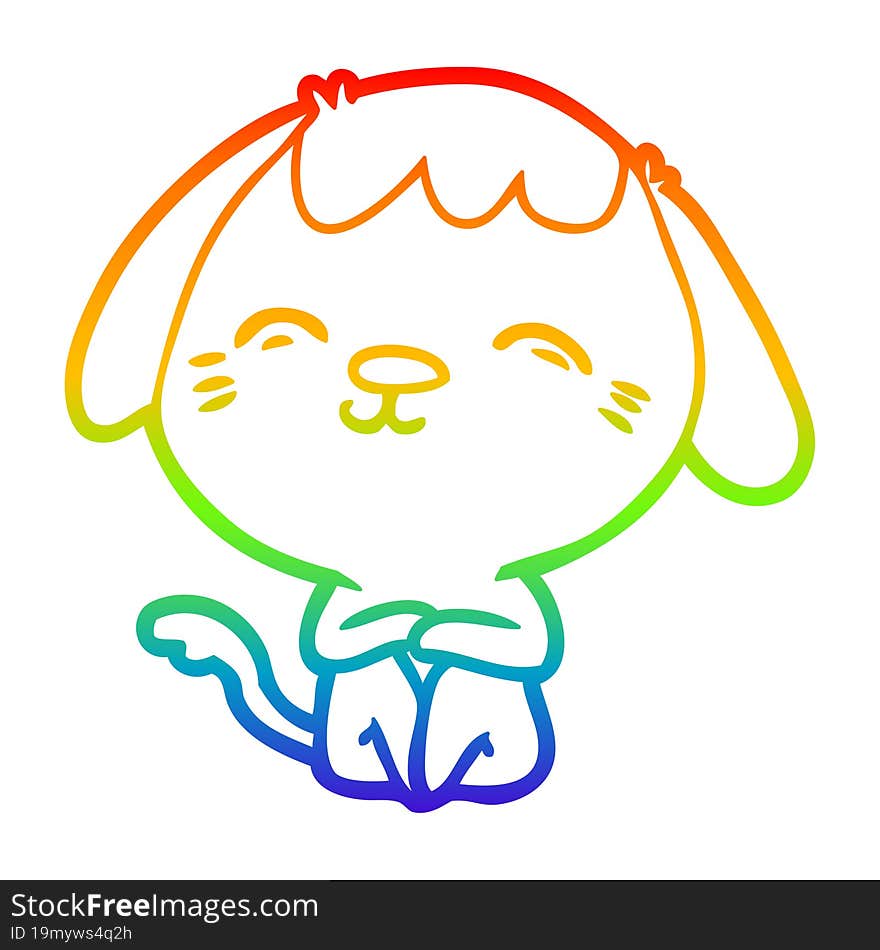 rainbow gradient line drawing of a happy cartoon dog