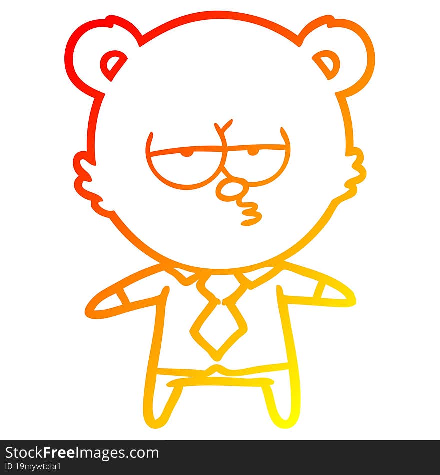 Warm Gradient Line Drawing Bear Boss Cartoon