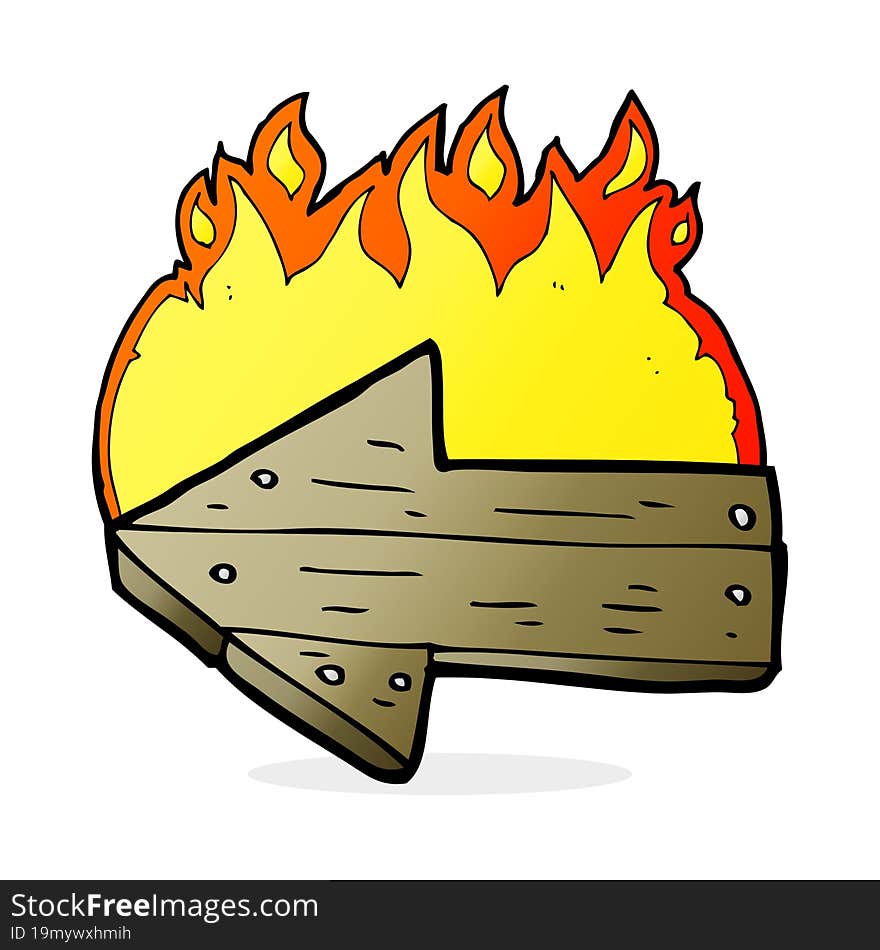 Cartoon Burning Direction Arrow