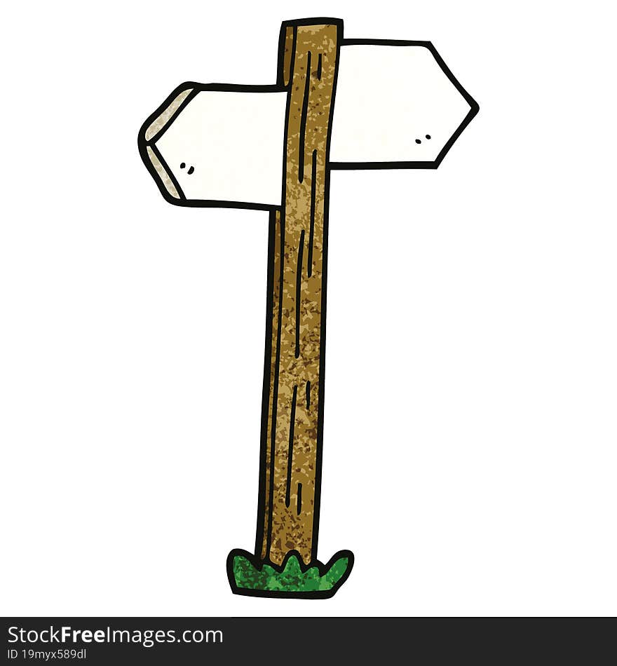 Cartoon Doodle Painted Direction Sign Posts