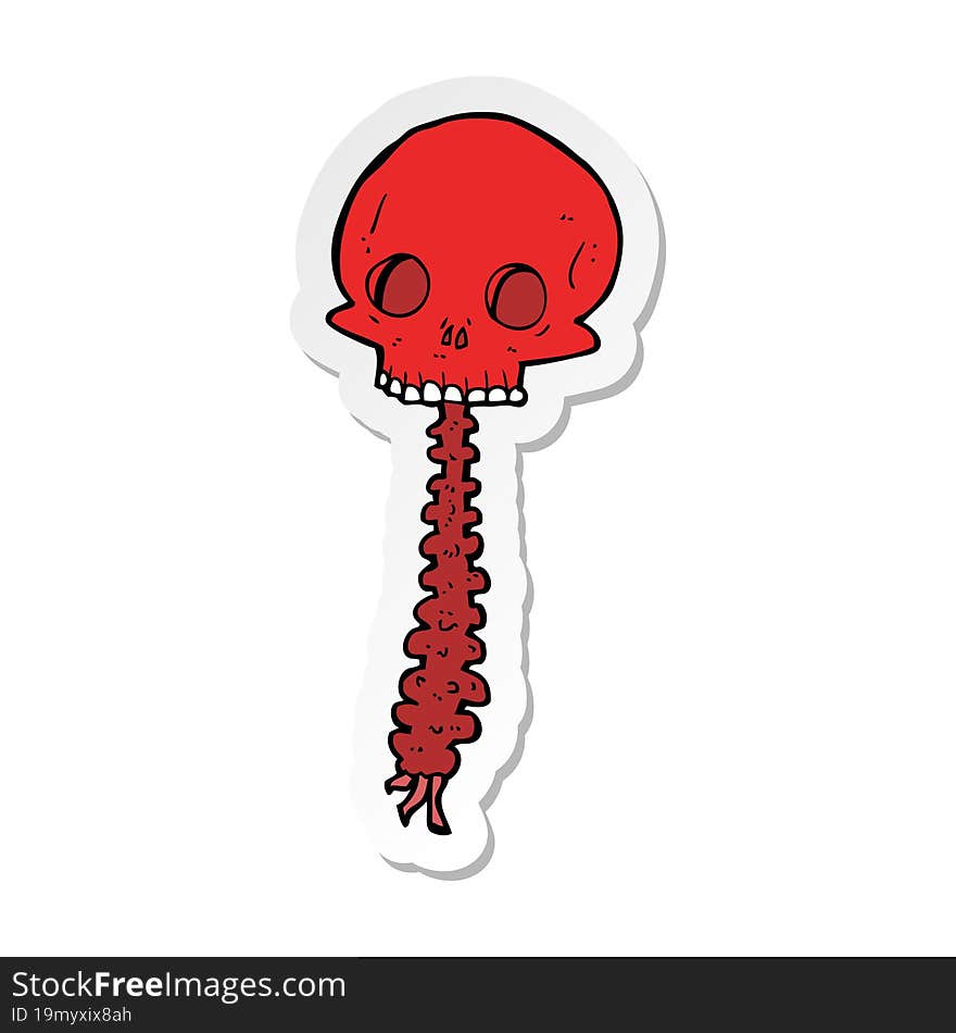 sticker of a spooky cartoon sull and spine