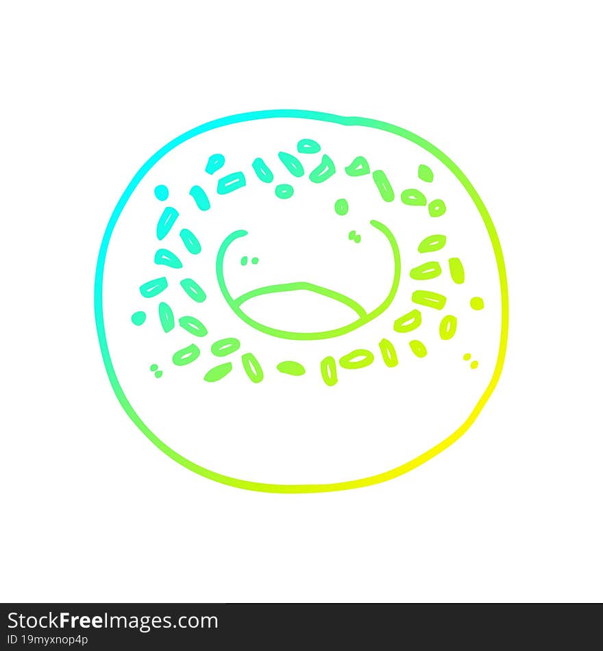 cold gradient line drawing cartoon donut