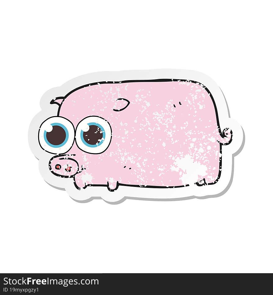 retro distressed sticker of a cartoon piglet with big pretty eyes