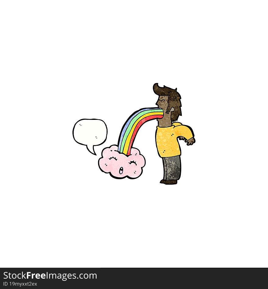 Man Vomiting Out Rainbow Cartoon