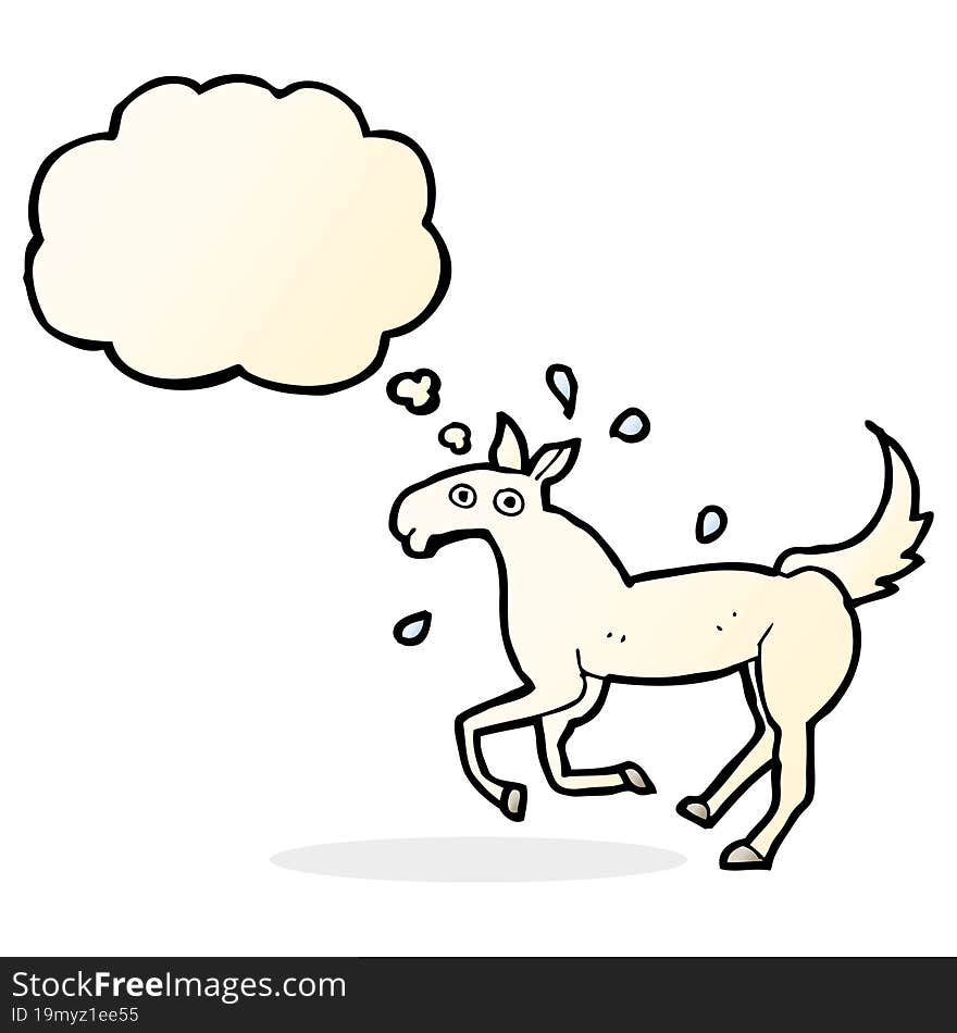 Cartoon Horse Sweating With Thought Bubble