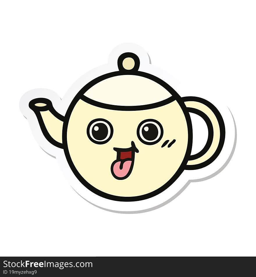 sticker of a cute cartoon tea pot