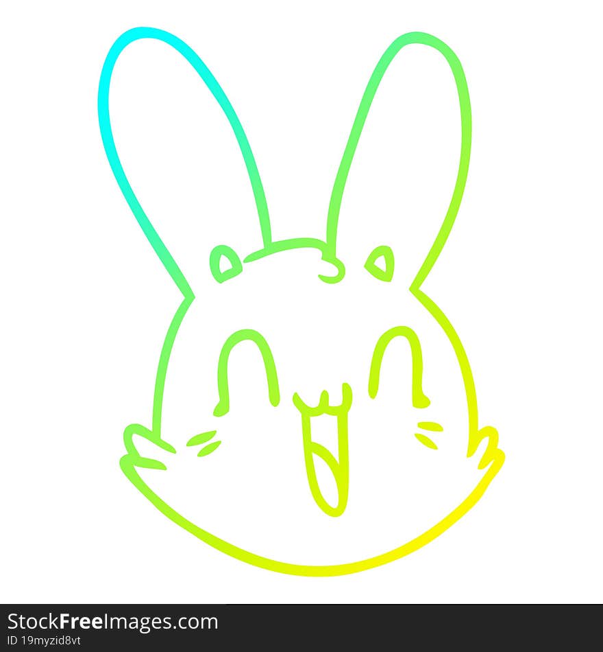 cold gradient line drawing cartoon crazy happy bunny face