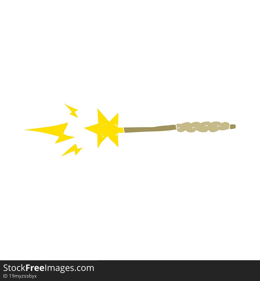 flat color illustration of a cartoon magic wand