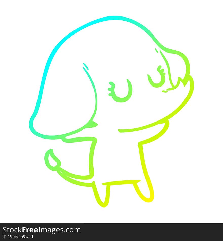 cold gradient line drawing cute cartoon elephant