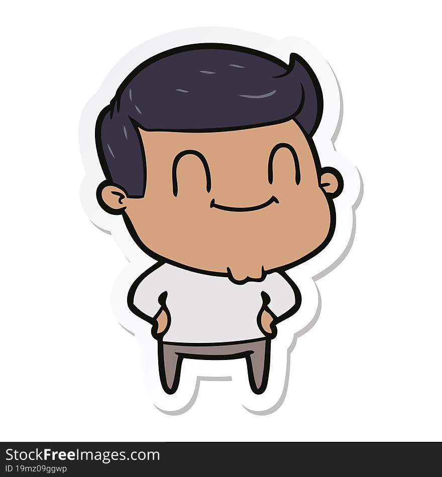 Sticker Of A Cartoon Happy Man