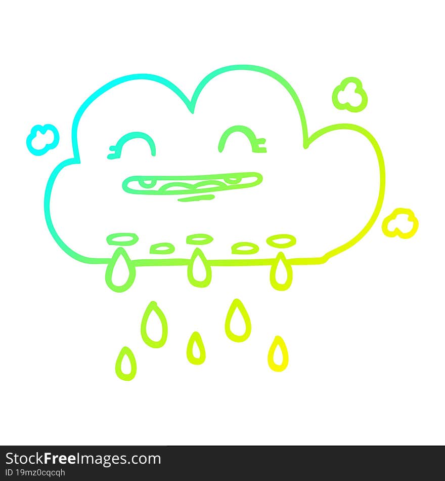 cold gradient line drawing cartoon rain cloud