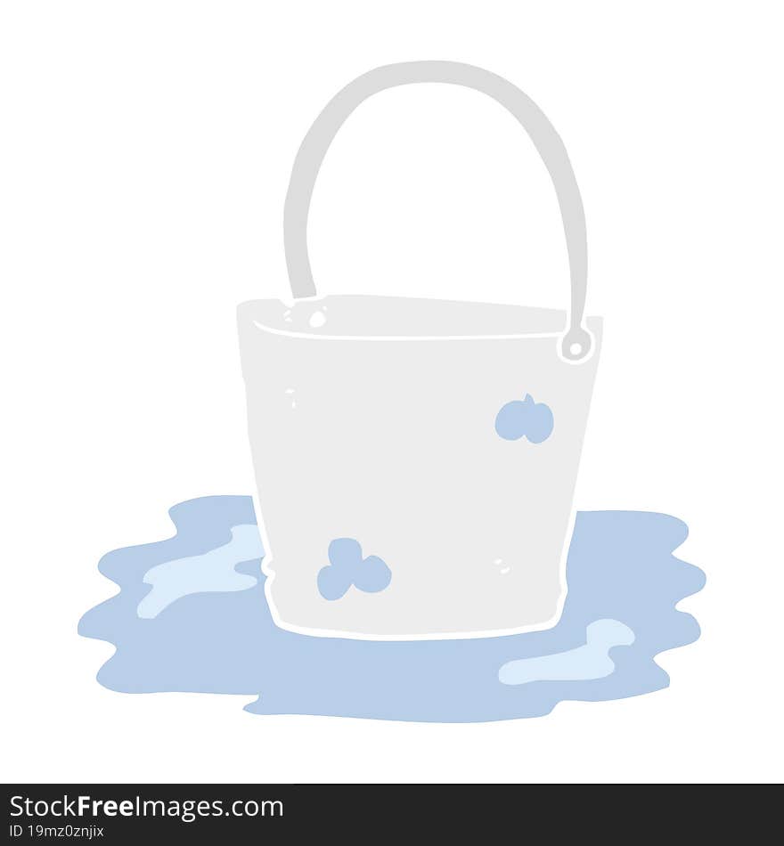 Flat Color Illustration Of A Cartoon Water Bucket