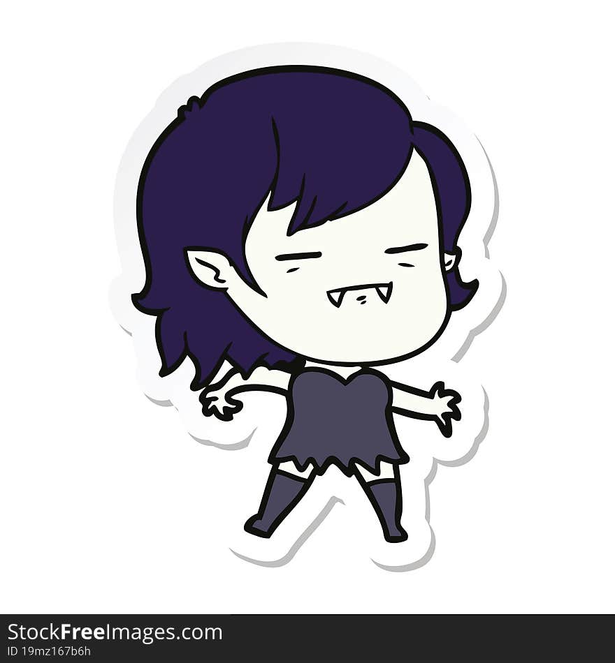 sticker of a cartoon undead vampire girl