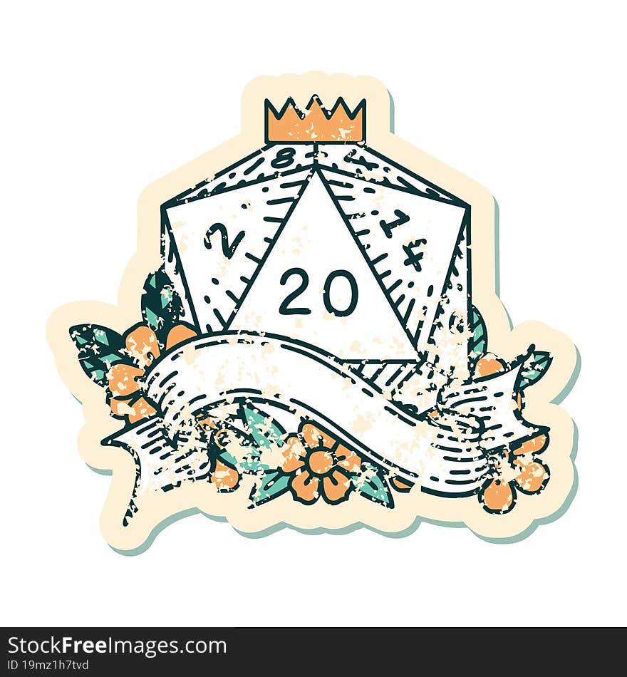 natural twenty D20 dice roll illustration