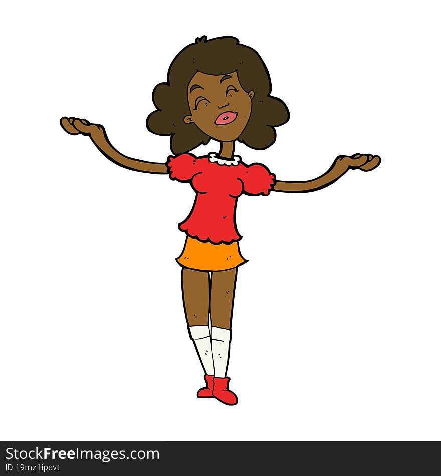 cartoon woman taking praise