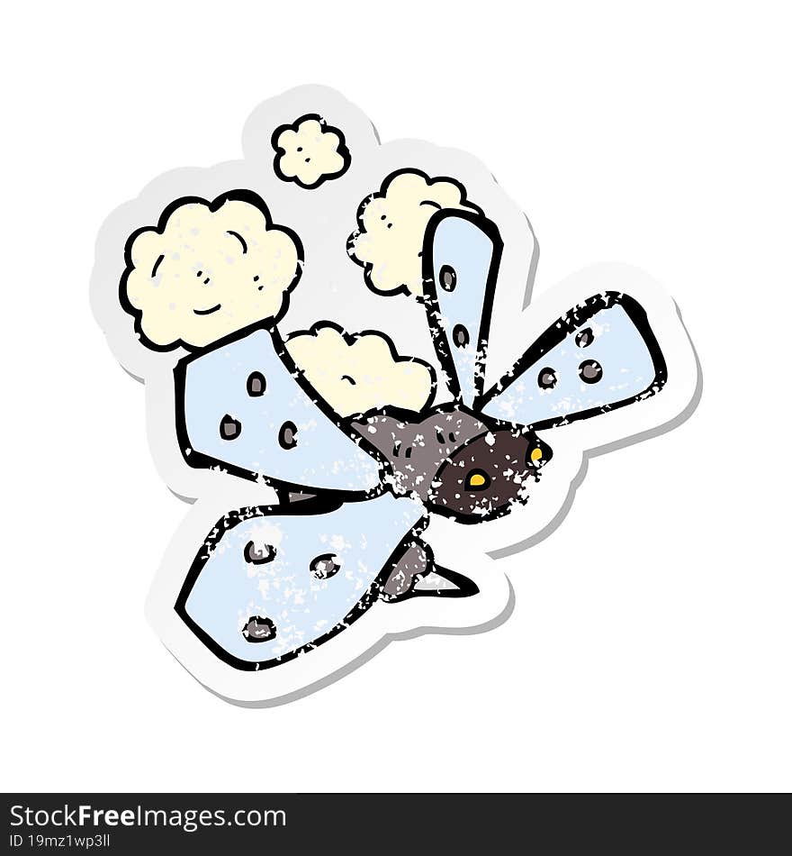 Retro Distressed Sticker Of A Cartoon Bug