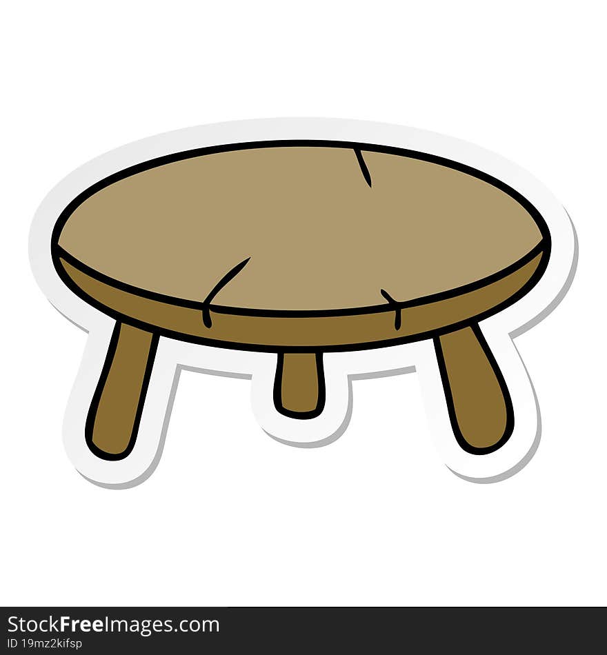 Sticker Cartoon Doodle Of A Wooden Stool