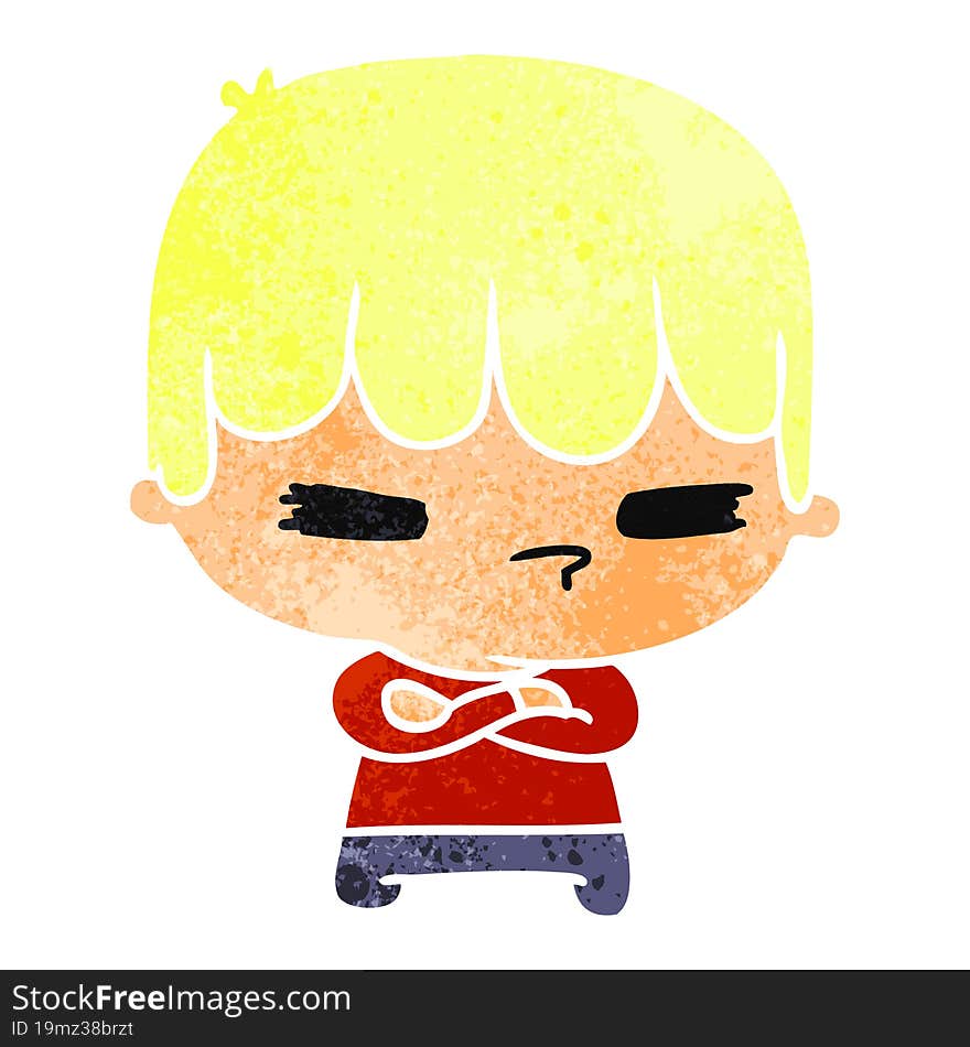 retro cartoon illustration of a kawaii cute cross boy. retro cartoon illustration of a kawaii cute cross boy