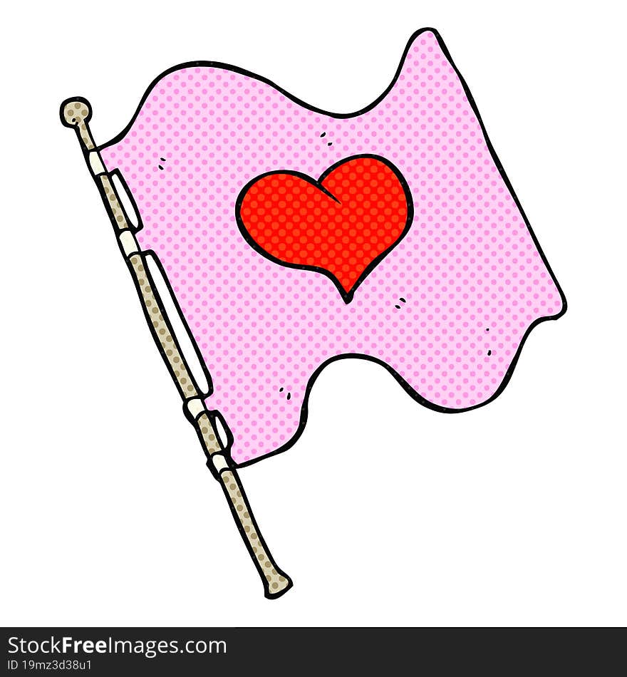 comic book style cartoon love heart flag