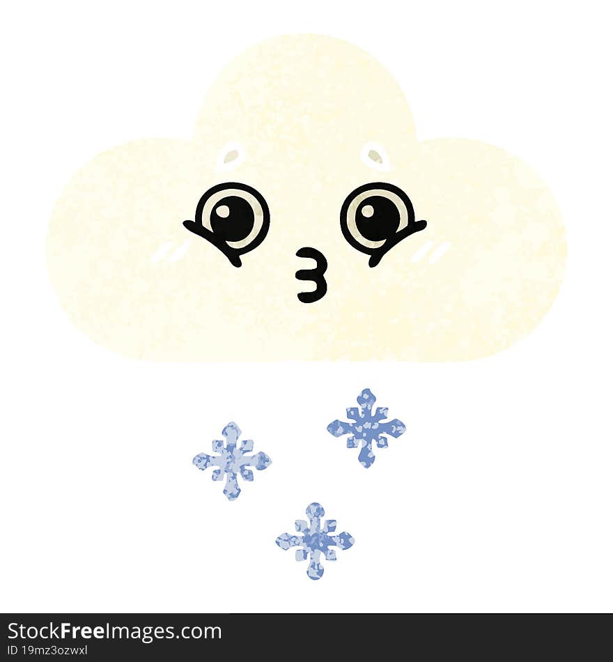 Retro Illustration Style Cartoon Snow Cloud