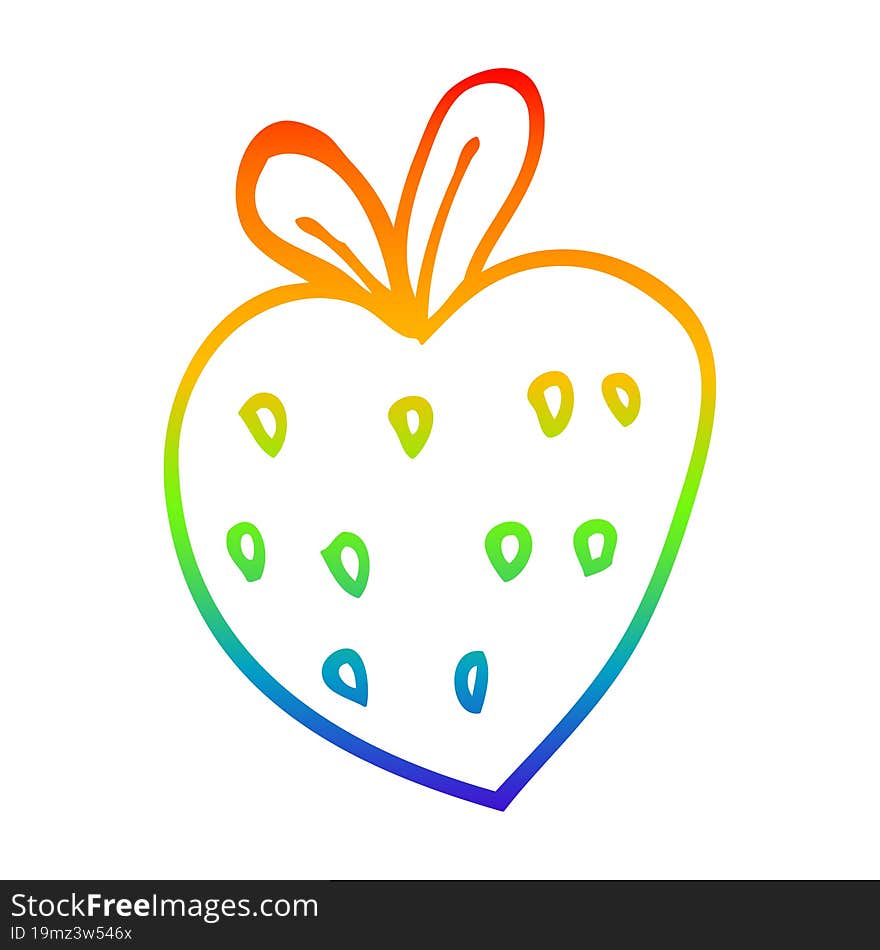 rainbow gradient line drawing cartoon strawberry fr