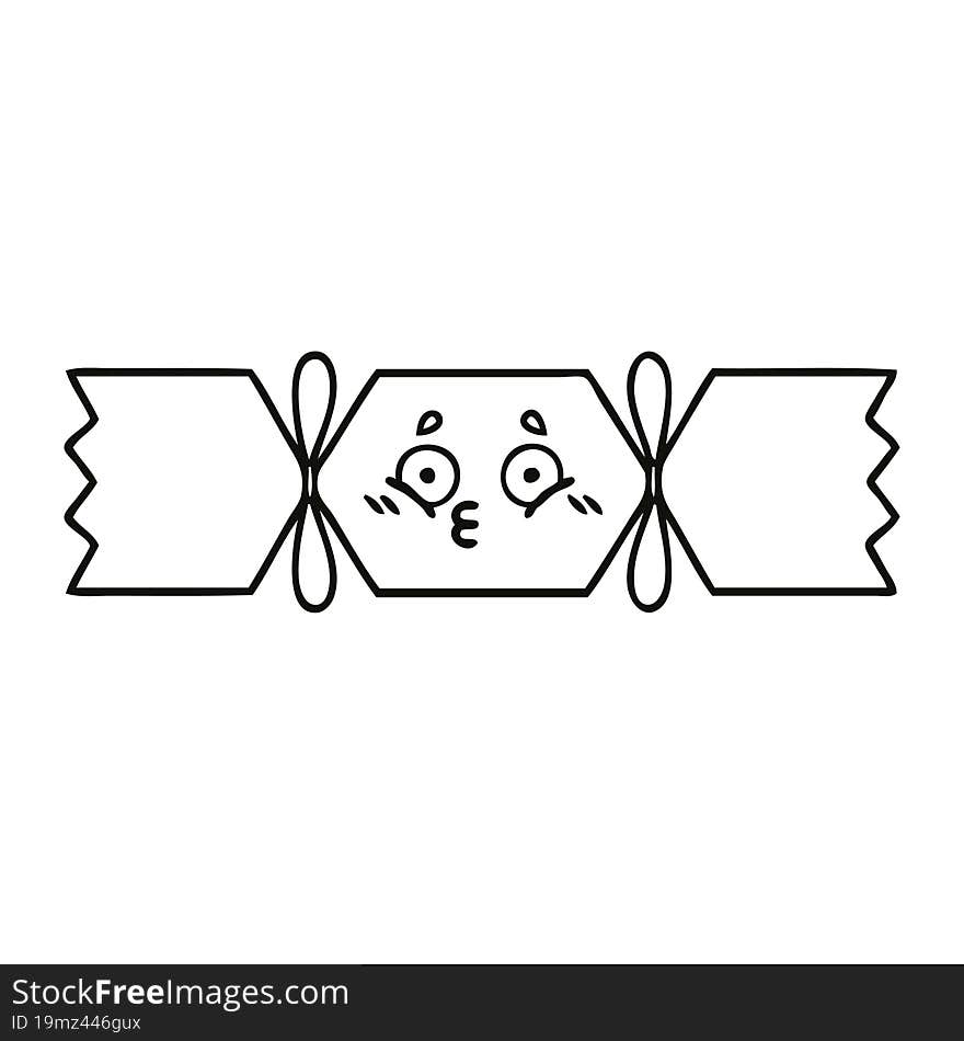 line drawing cartoon of a christmas cracker