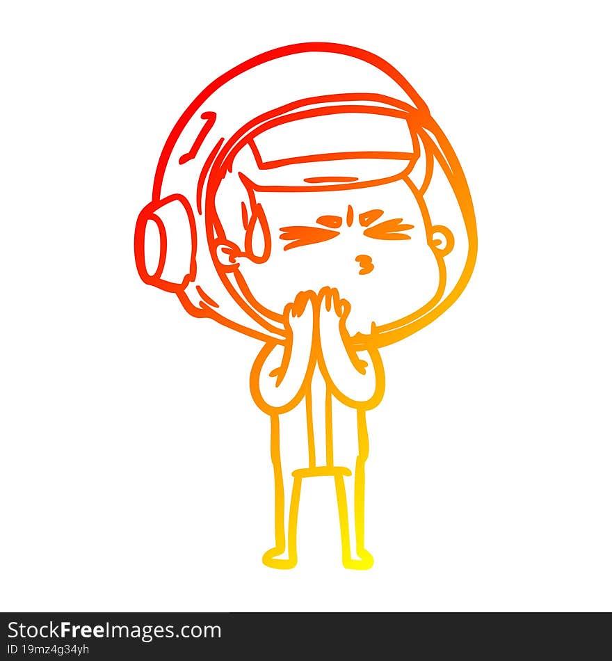 warm gradient line drawing cartoon stressed astronaut