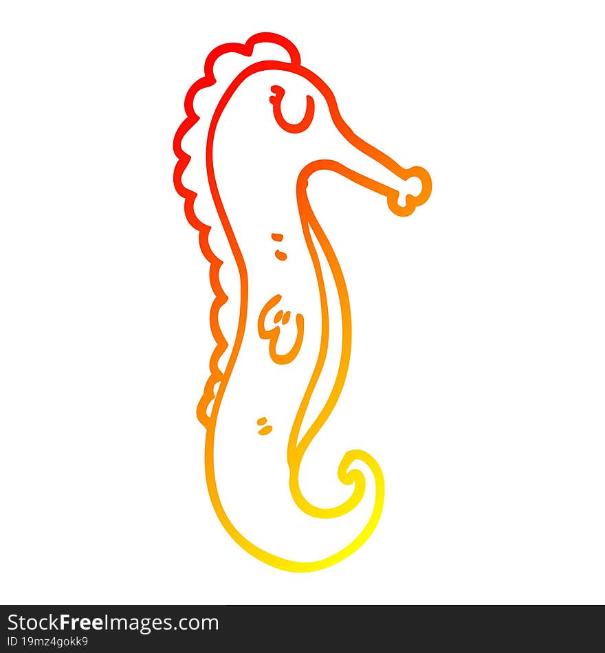 warm gradient line drawing cartoon sea horse